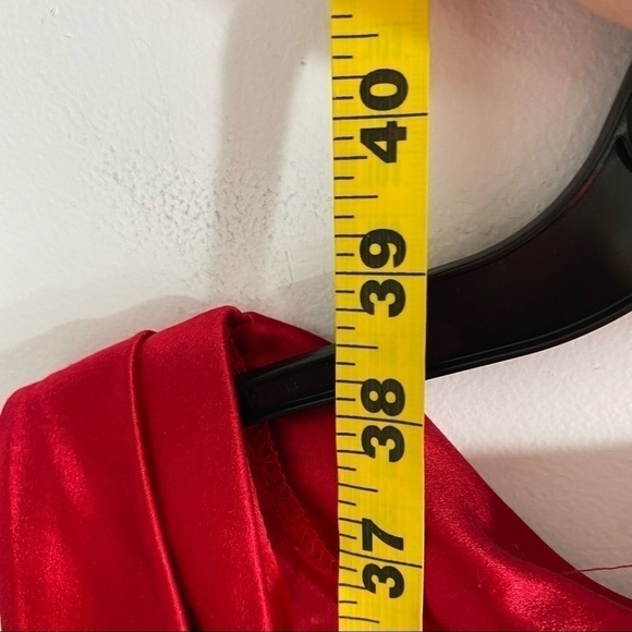 Kay Unger 100% Silk Red Bow Back Dress Sz 2 Midi Sheath - Picture 6 of 9